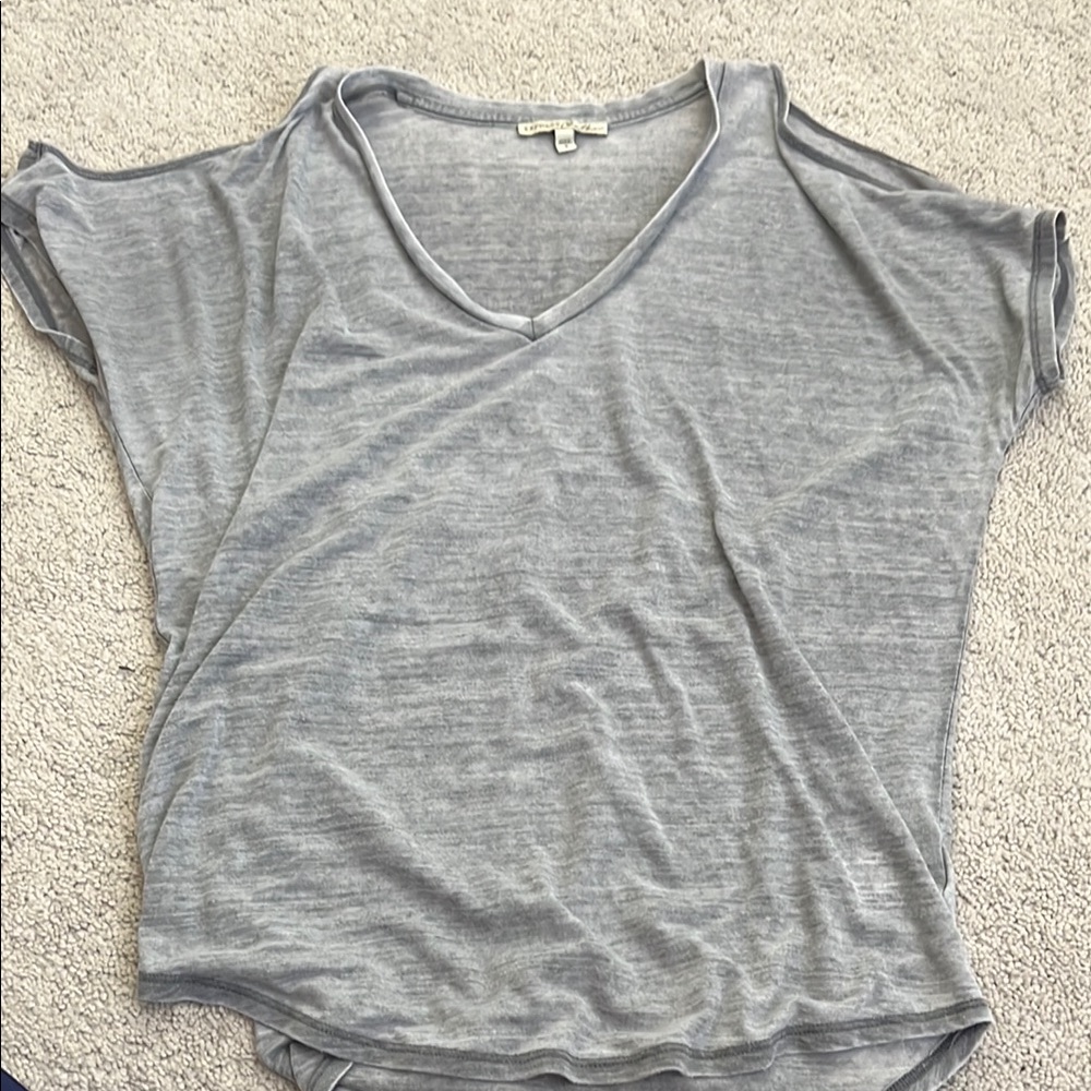 Gray V-Neck Women's Top